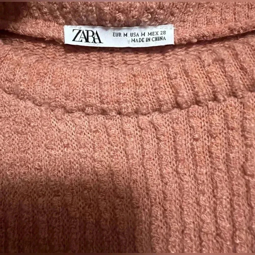 Zara Dusty Rose Short Sleeve Crewneck Sweater - Picture 3 of 7